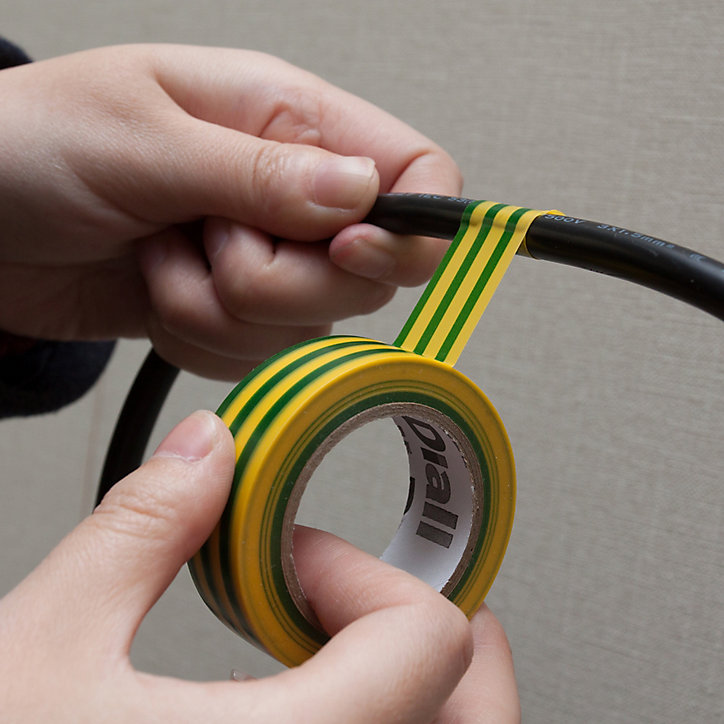 Ruban d'isolation électrique 19 mm x 33 m vert et jaune
