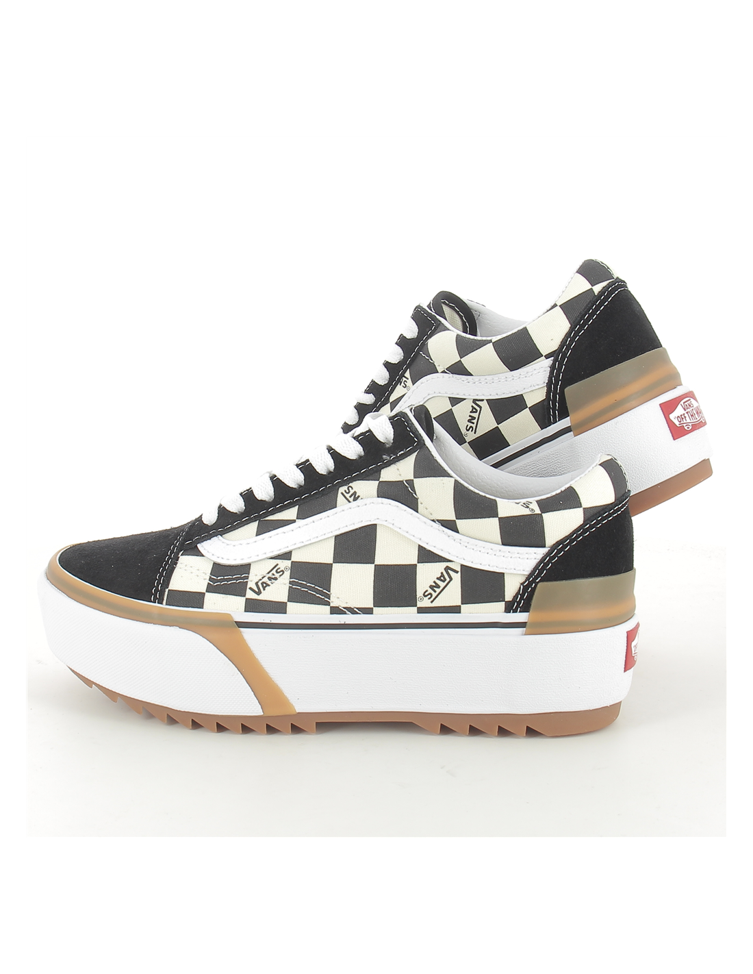 vans Sneakers compensées femme old skool stacked noir et blanche