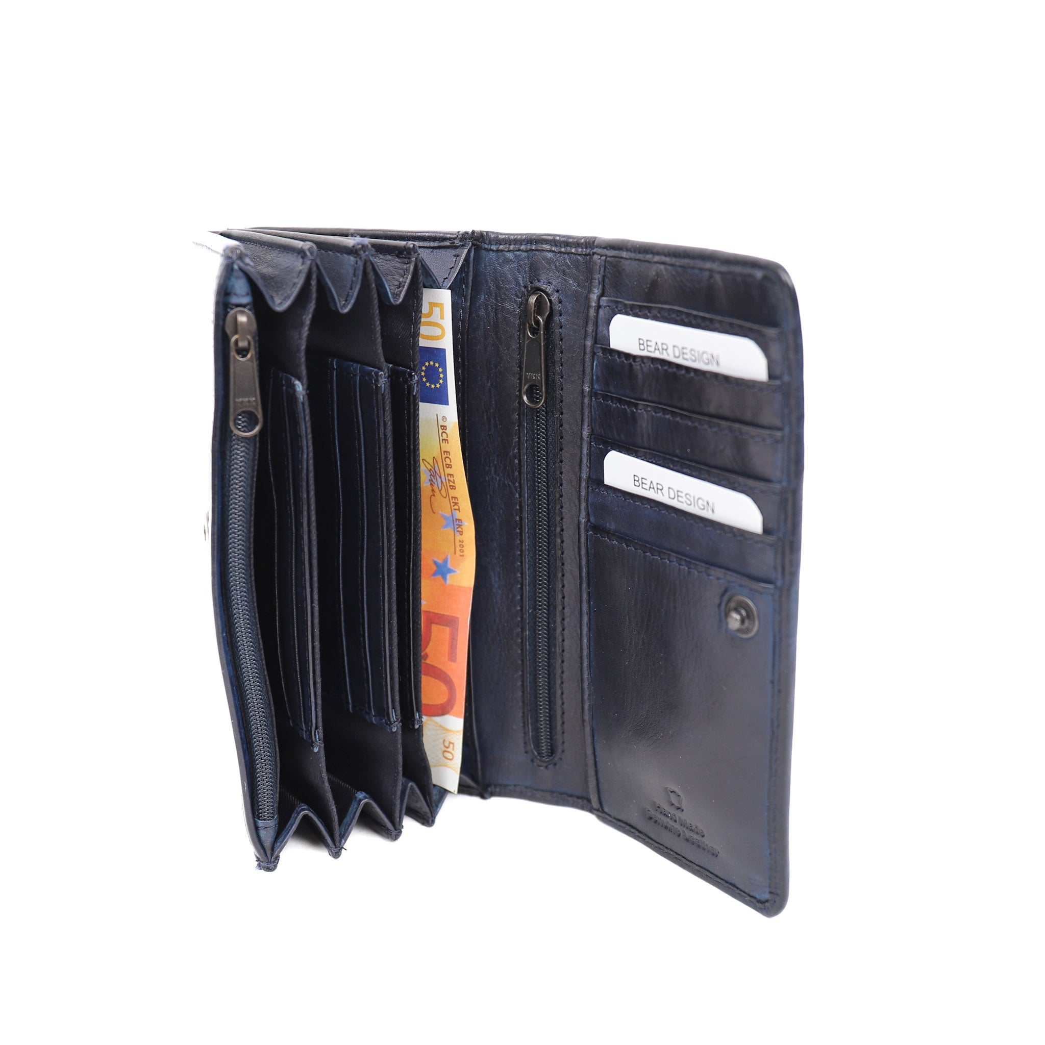 Overslag portemonnee 'Noor' blauw Donkerblauw