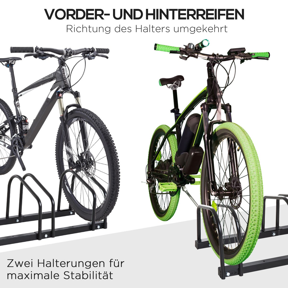 HOMCOM Fietsendrager, Weerbestendig, Duurzaam, Geschikt voor maximaal 4 fietsen, 110 x 33 x 27 cm, Staal, Zwart
