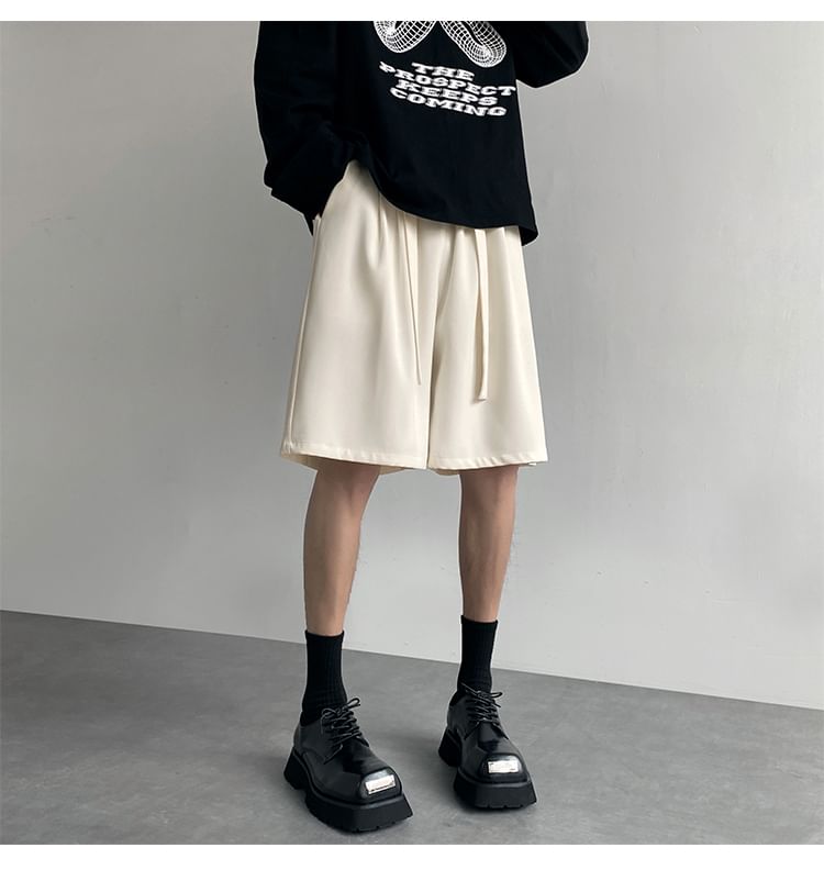 Breeson - Mid Rise Plain Wide Leg Shorts