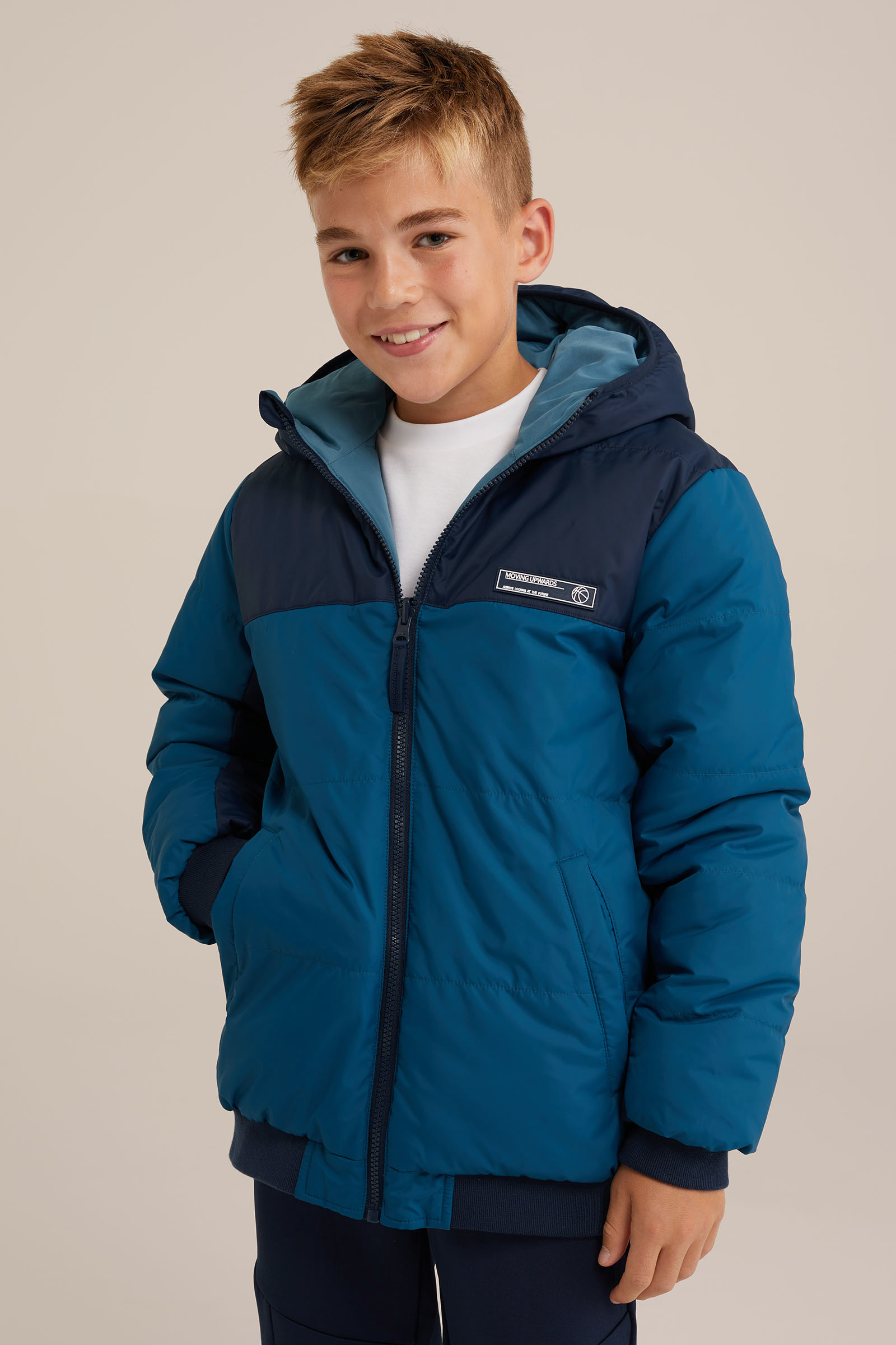 Jongens reversible jas met capuchon WE Fashion Blauw