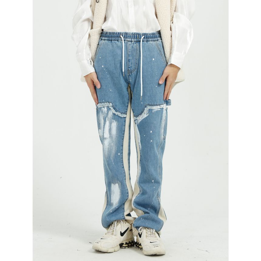 FAERIS - Versleten jeans met wijde pijpen