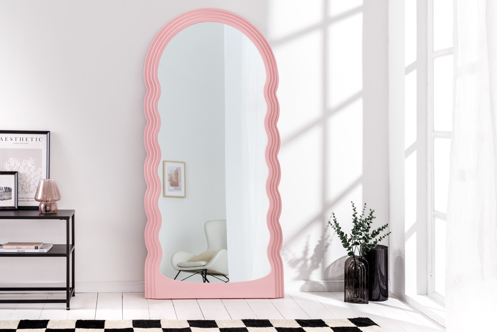 Design Wandspiegel WAVE 160cm rosa