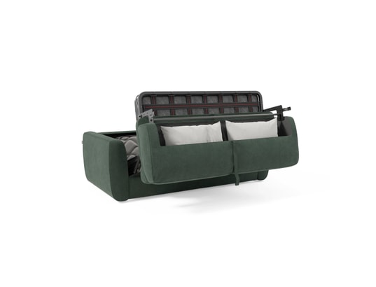 DIVANI.STORE - Canapé lit leonida matelas h18 cm vert 3 places
