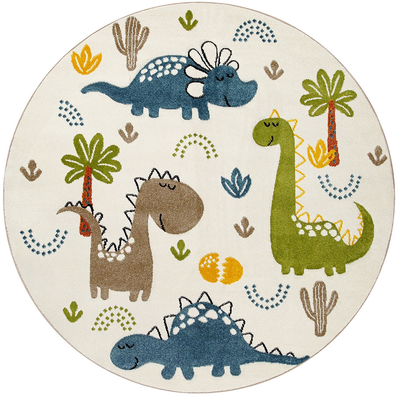 SMART KIDS Kinderteppich »Dino & Friends« rund 10 mm Höhe Moderner Spielteppich, strapazierfähig, pflegeleicht, Konturenschnitt