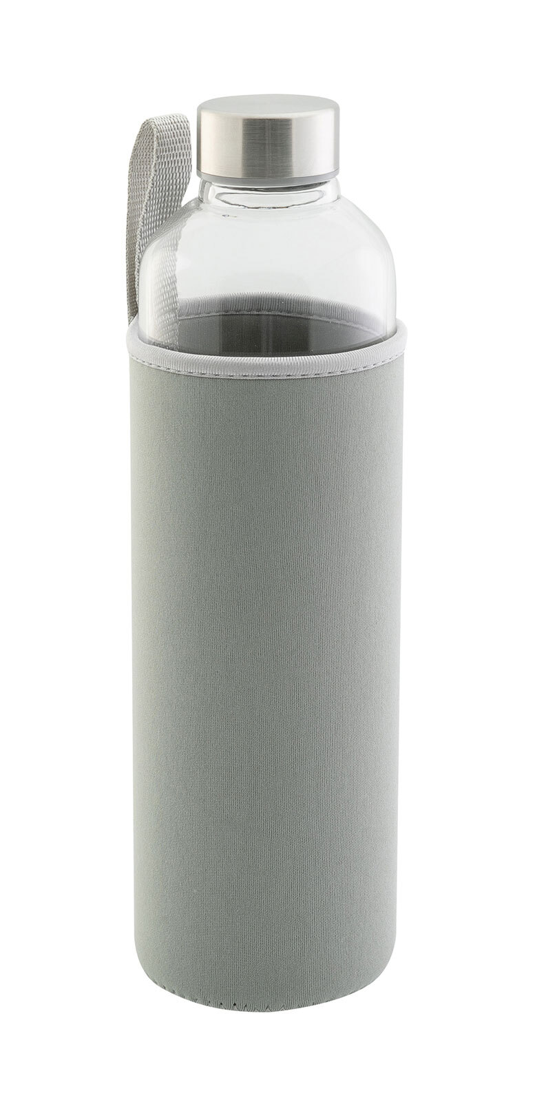 Trinkflasche mit Thermohülle 500ml Neopren grau/Borosilikatglas