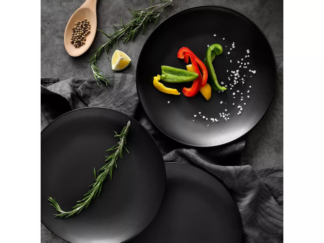 Set de 4 assiettes à viande BBQ en céramique Ø27cm Noir Bergner