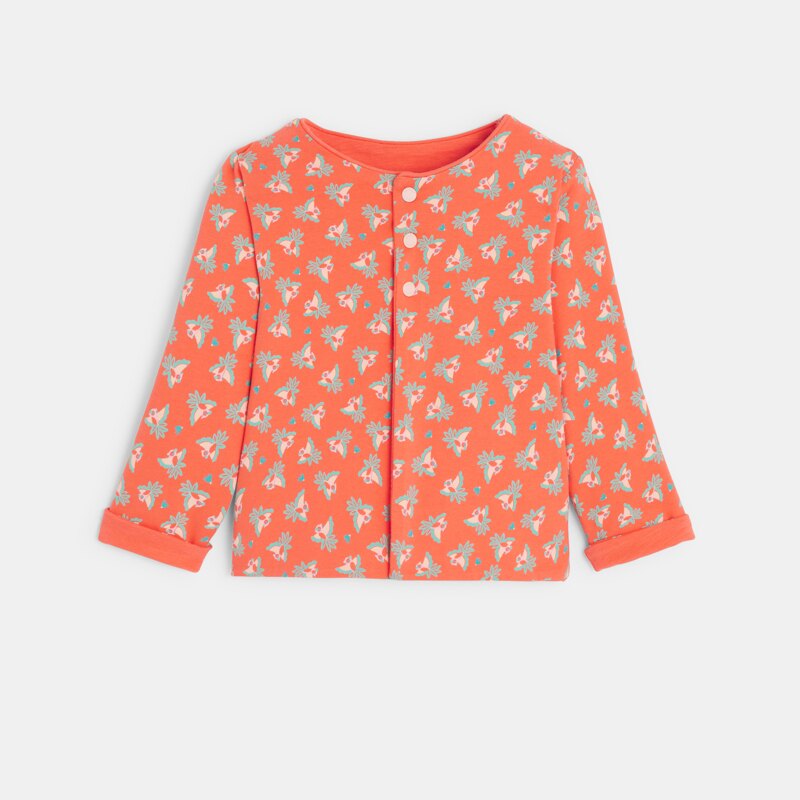 Sweat à pressions réversible imprimé orange bébé fille Orange