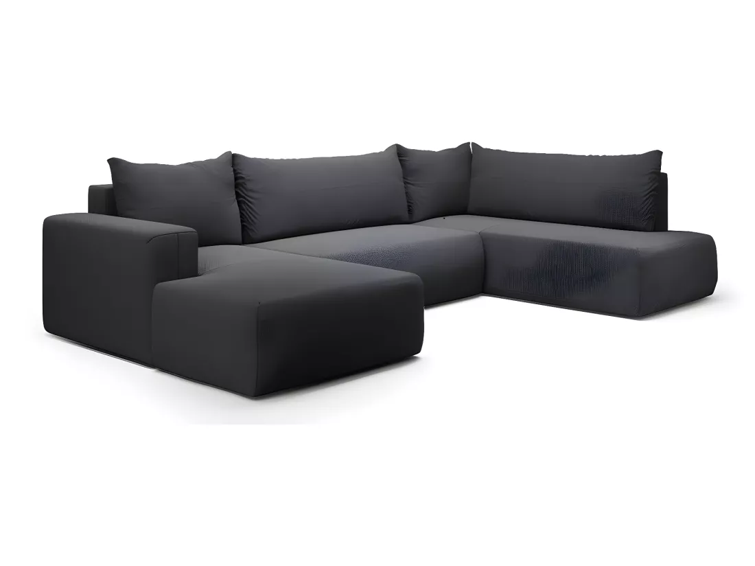 Canapé U 5 places convertible coffre Bliss Gris foncé