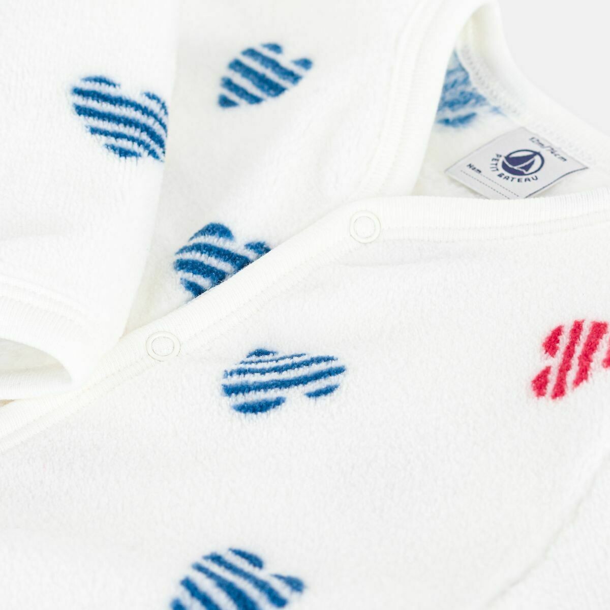PETIT BATEAU<br>Pijama de bebê em fleece com estampa de coração, inverno