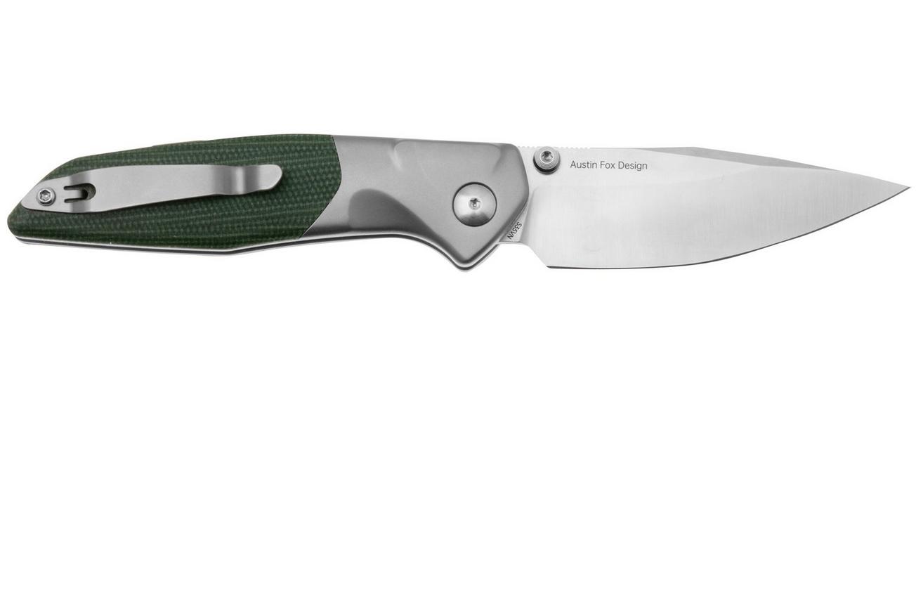 Real Steel Hoeft 7901GM Satin S35VN, Green Micarta zakmes, Austin Fox design