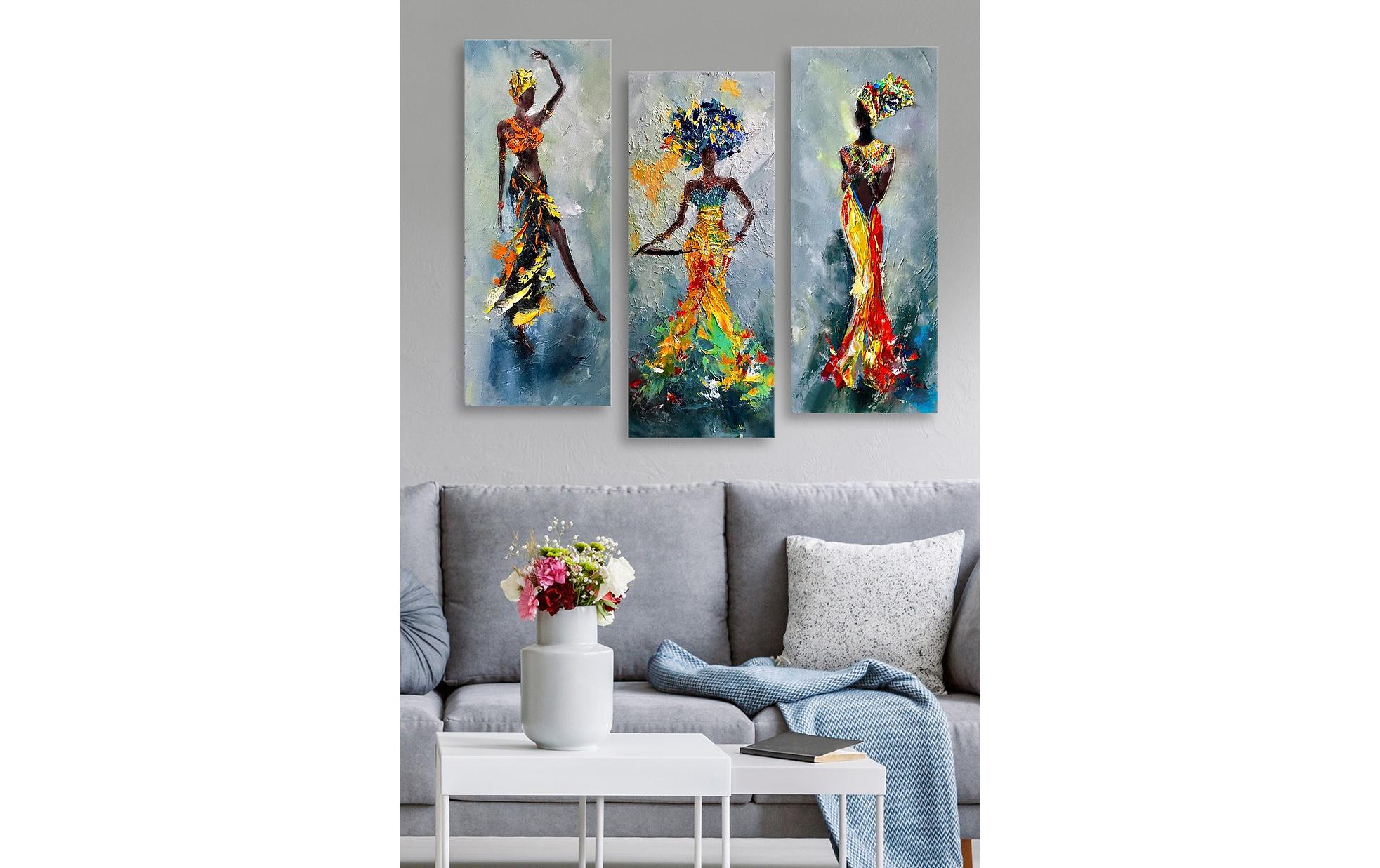 Bild Woman 3 Stück, 20 x 50 cmDekorative Wandmalerei