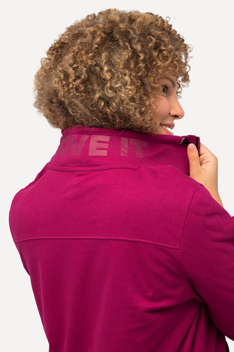 Sweatjacke, Stehkragen, Kängurutasche, hinten länger