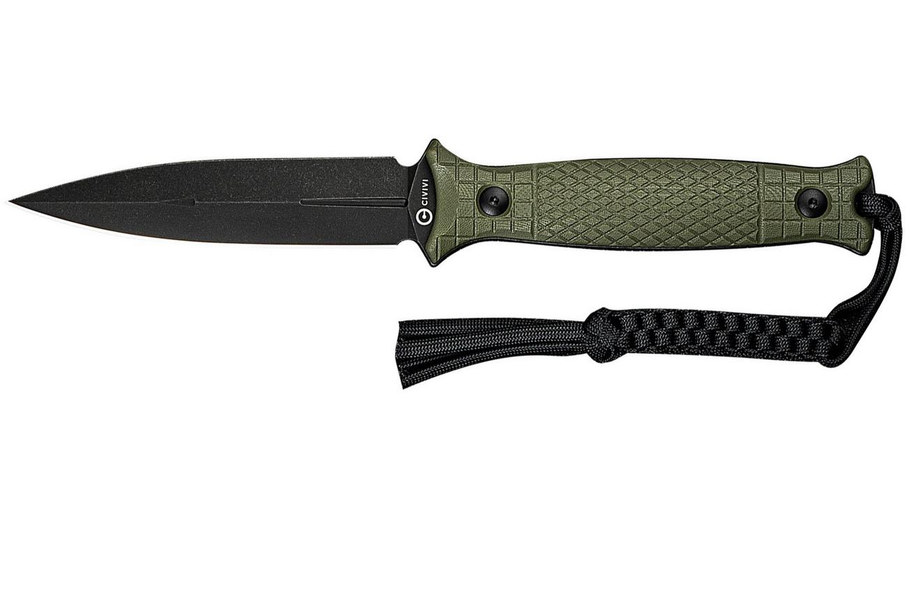 Civivi Perfrico C23026-2 Black Stonewashed 14C28N OD Green G10, vaststaand mes