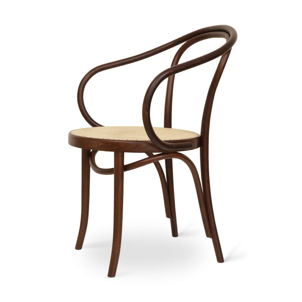Houten eetkamerstoel Venice No. 9 met rotan - walnoot
