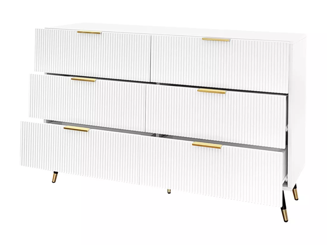 Buffet、Commode moderne - 6 tiroirs - panneaux de particules - Blanc