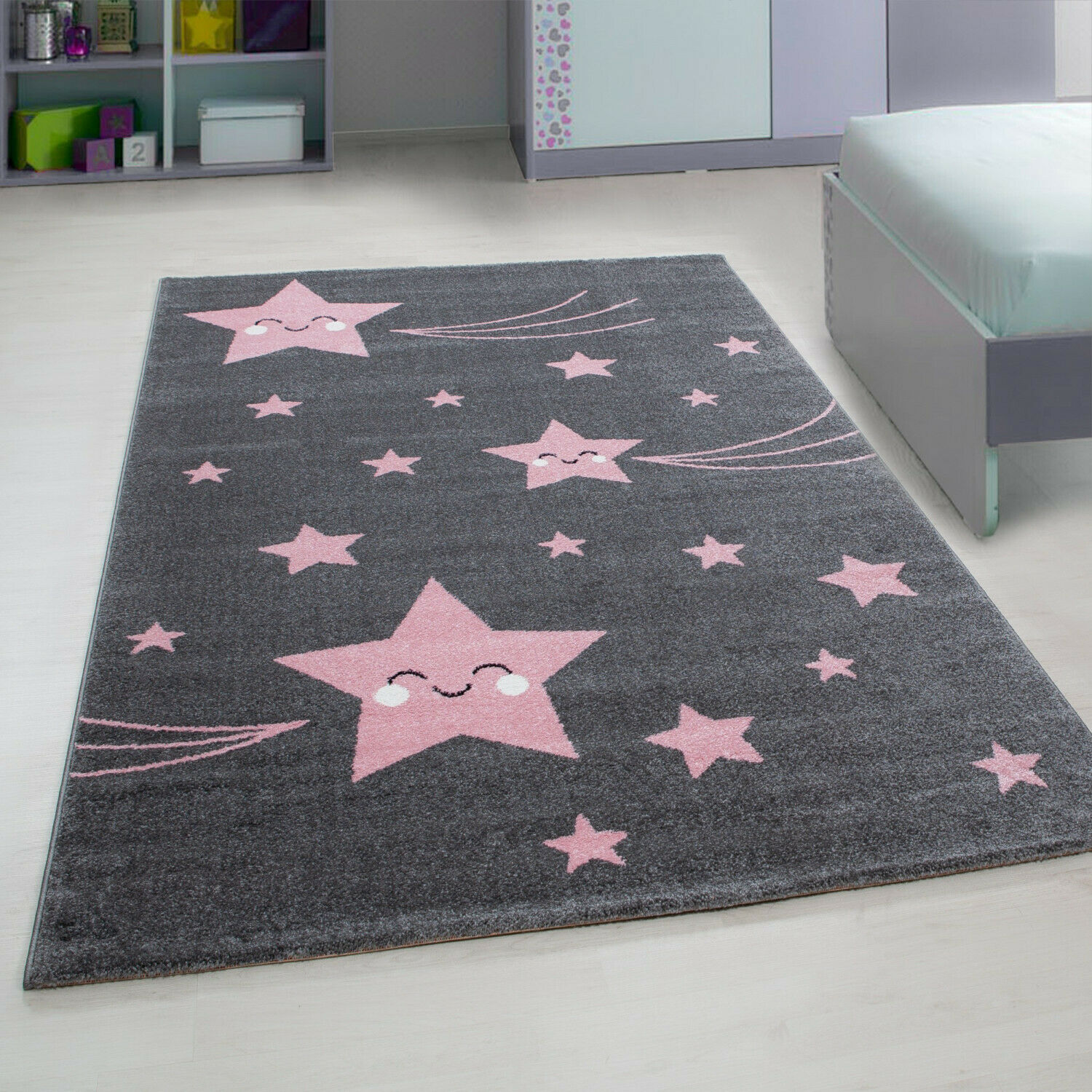 Wunderschöne Kinderteppiche, Teppich mit Stern Motiv Rund /Viereck