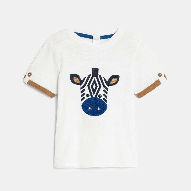 T-shirt zèbre blanc bébé garçon Blanc