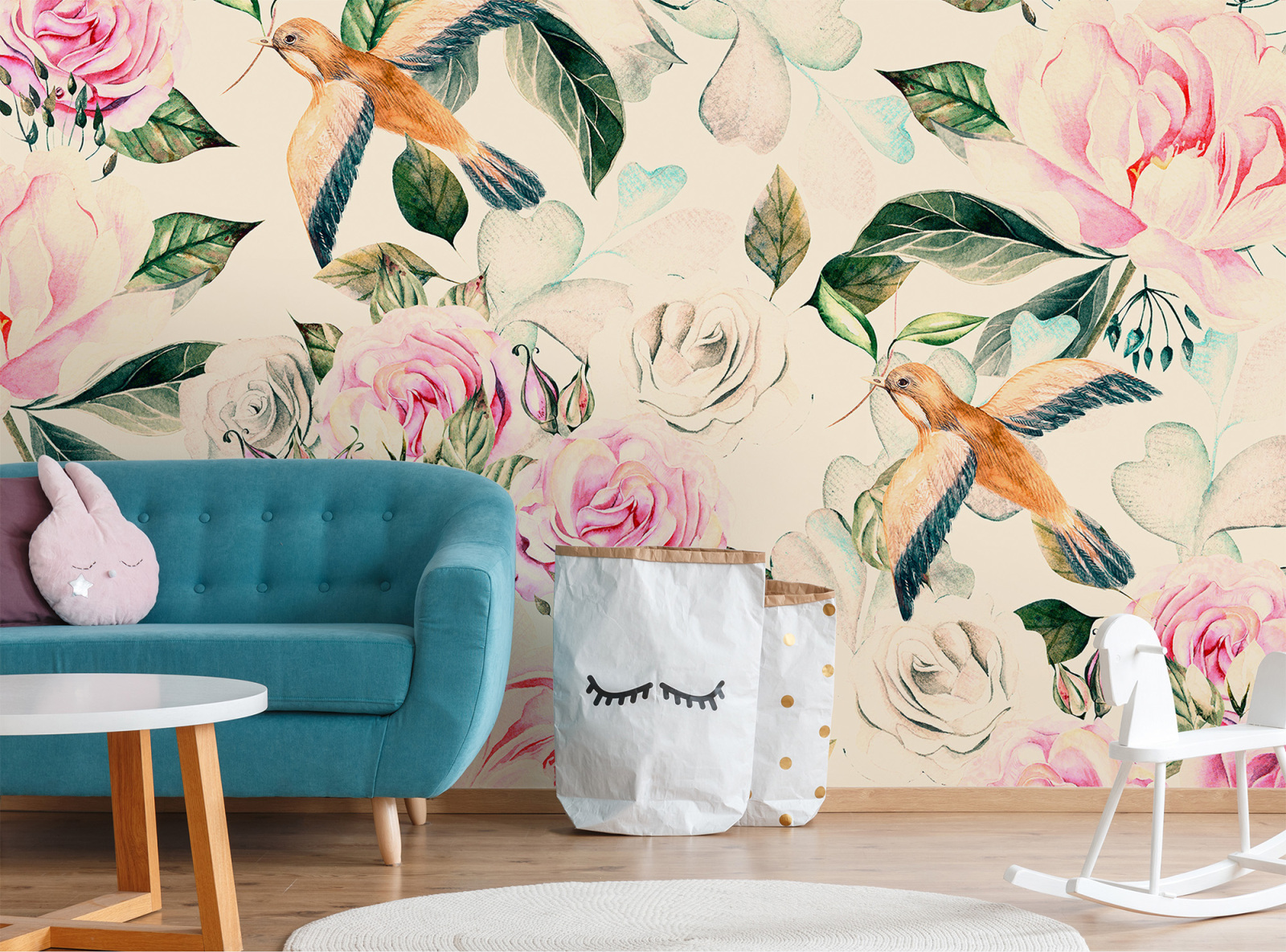 Fototapete DESIGNWALLS - creme-rosa - Blumen - 2,55 Meter