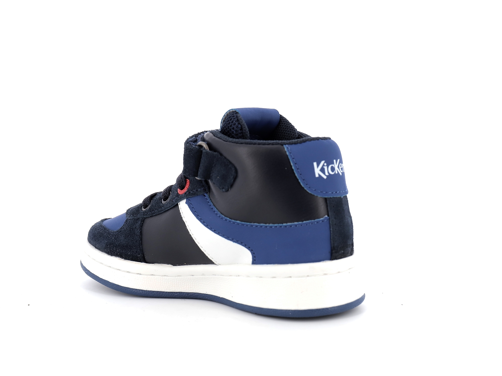 Kickers-BILBON BB MID 664560 Matières combinées Marine-Blanc