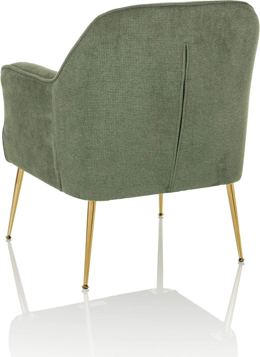 Moderner Loungesessel THASSOS Polsterstuhl Sessel mit vergoldeten Metallbeinen, bequemer Lesesessel, Stoff Grün