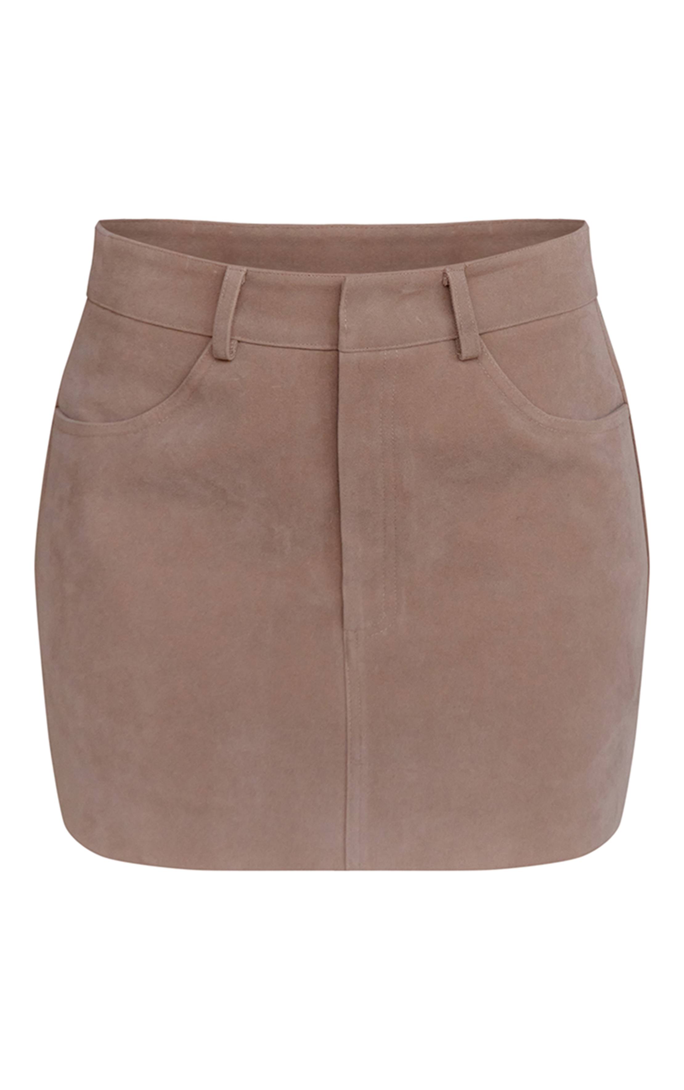 Sable Mini-jupe En Daim Avec Détails De Poches