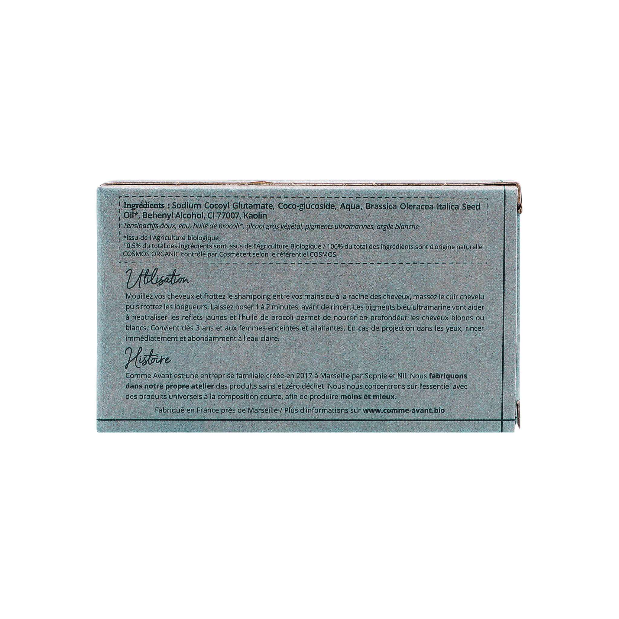 Shampoing solide cheveux blonds blancs aux pigments bleu Ultramarine - Version 1 - 1 shampoing - 70g