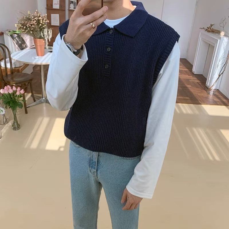 Real Boy - Polokraag Effen Gebreid Vest