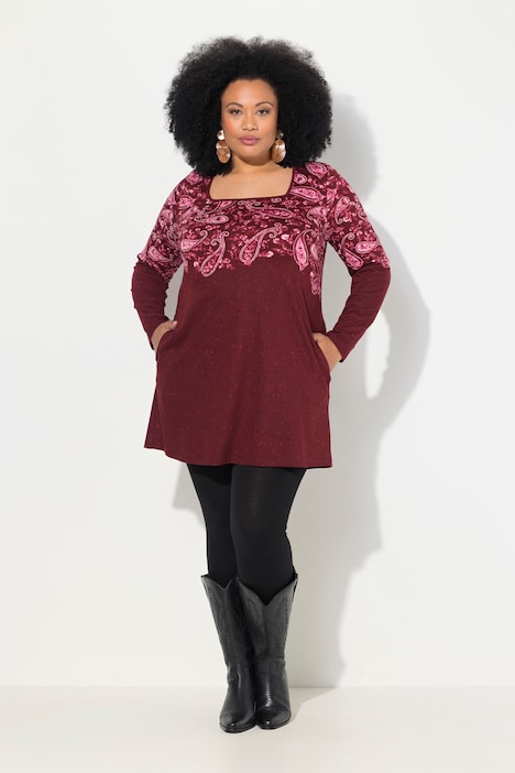 Longshirt, A-Linie, Carree-Ausschnitt, Langarm
