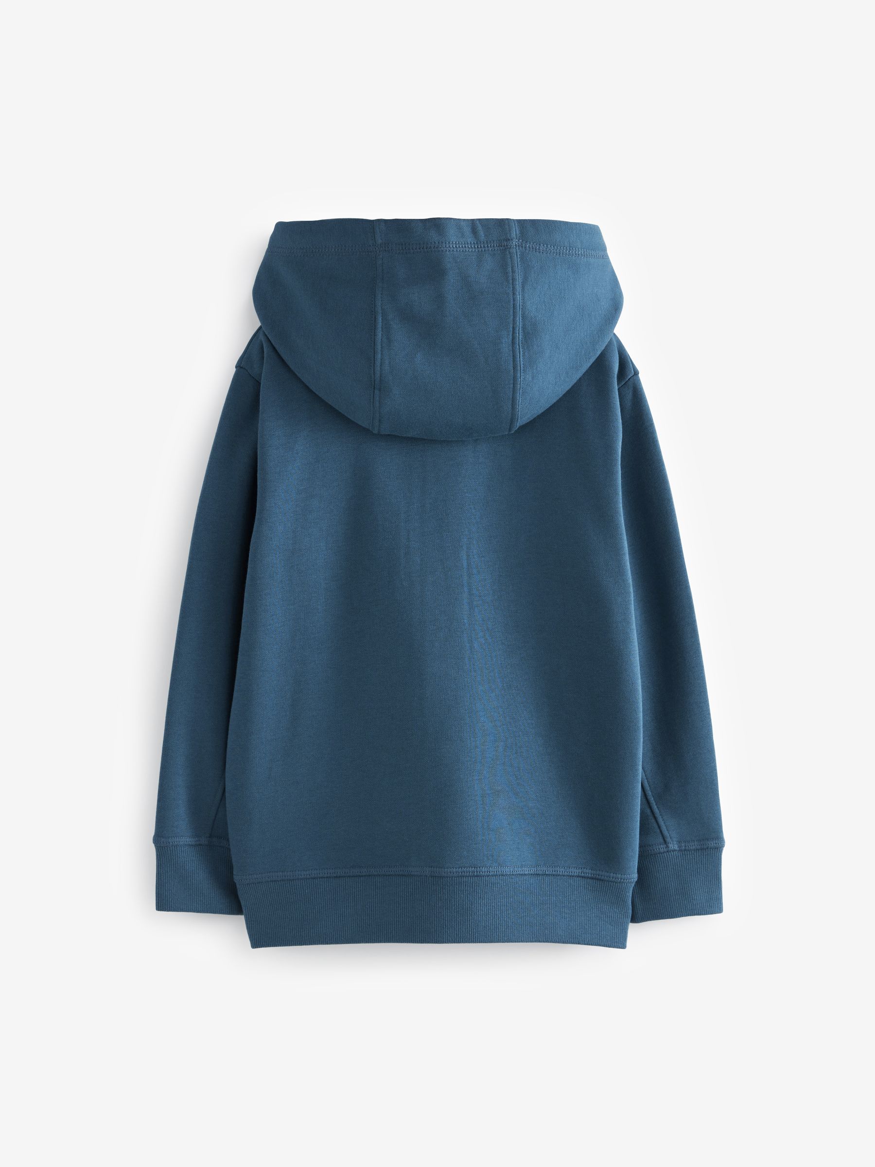 Normaal blauw - Effen hoodie met doorlopende rits (3-16 jr)