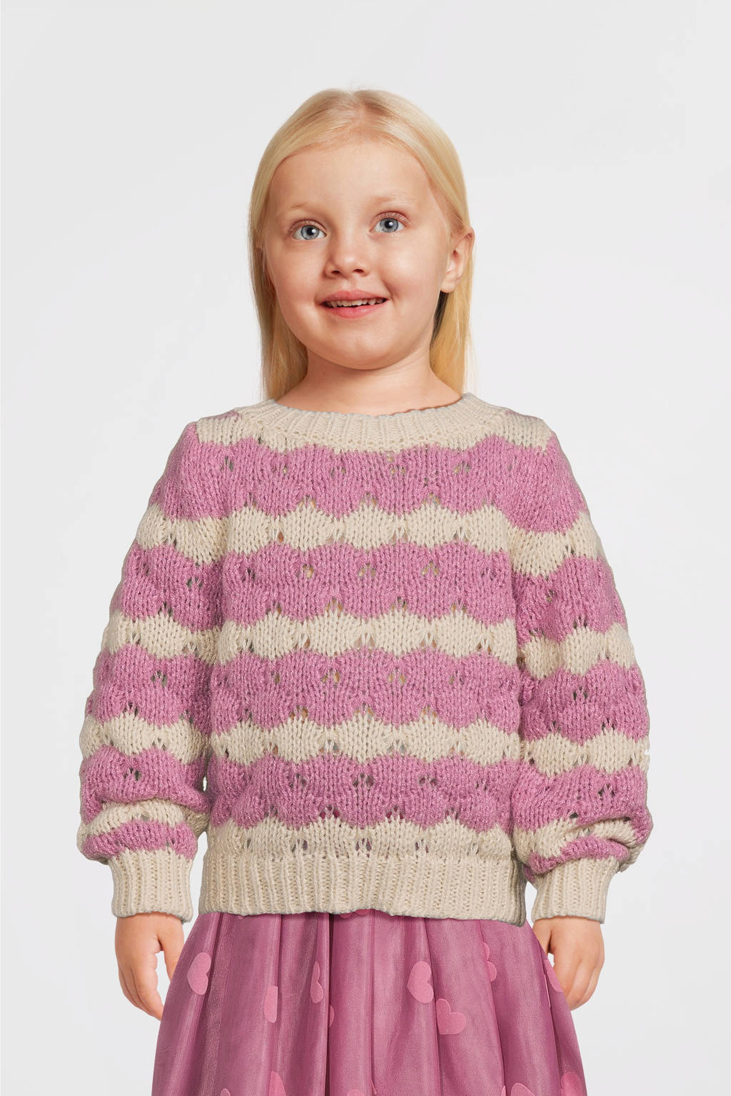 NAME IT gebreide trui NMFNEBIB roze/ecru