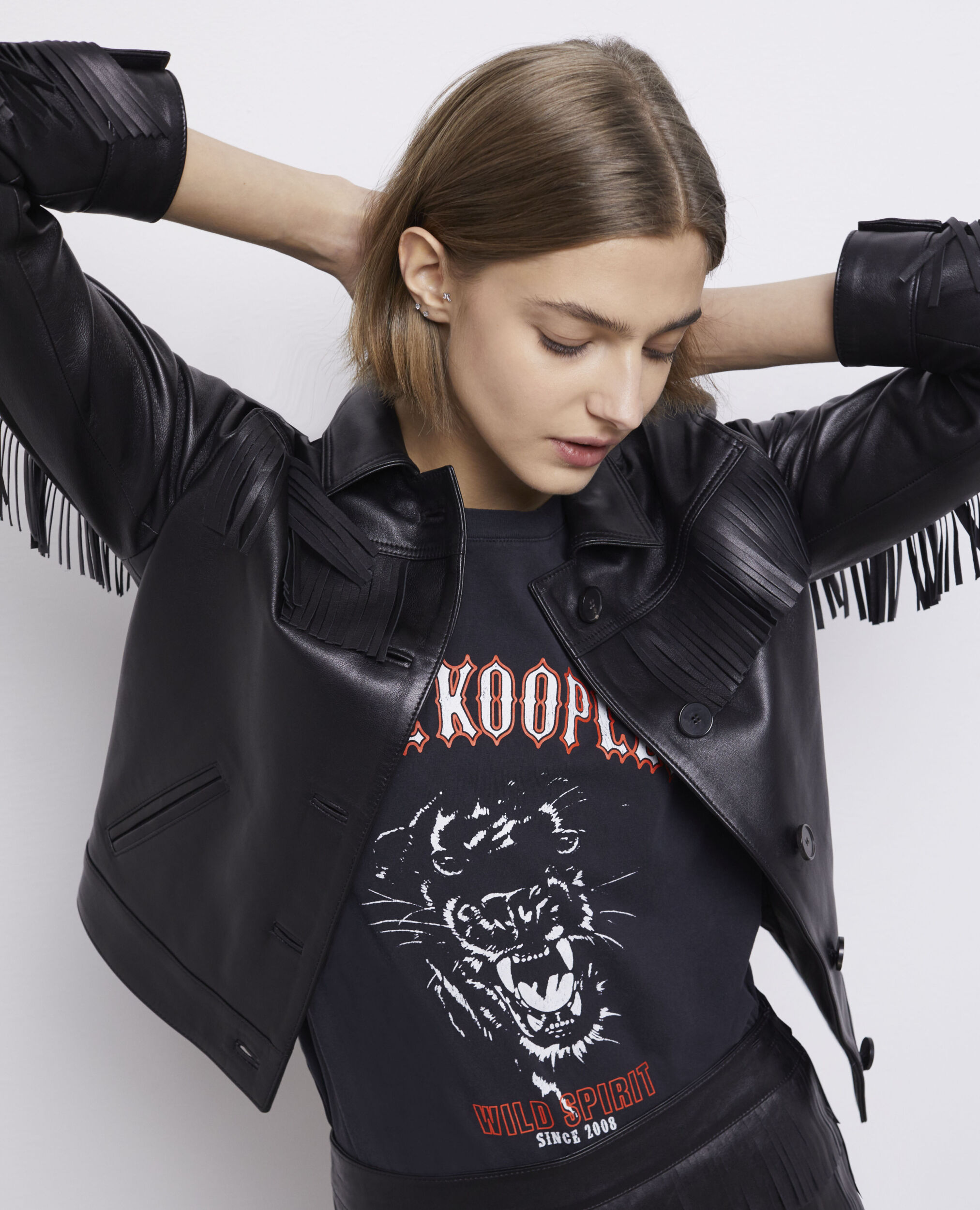 Blouson en cuir noir
