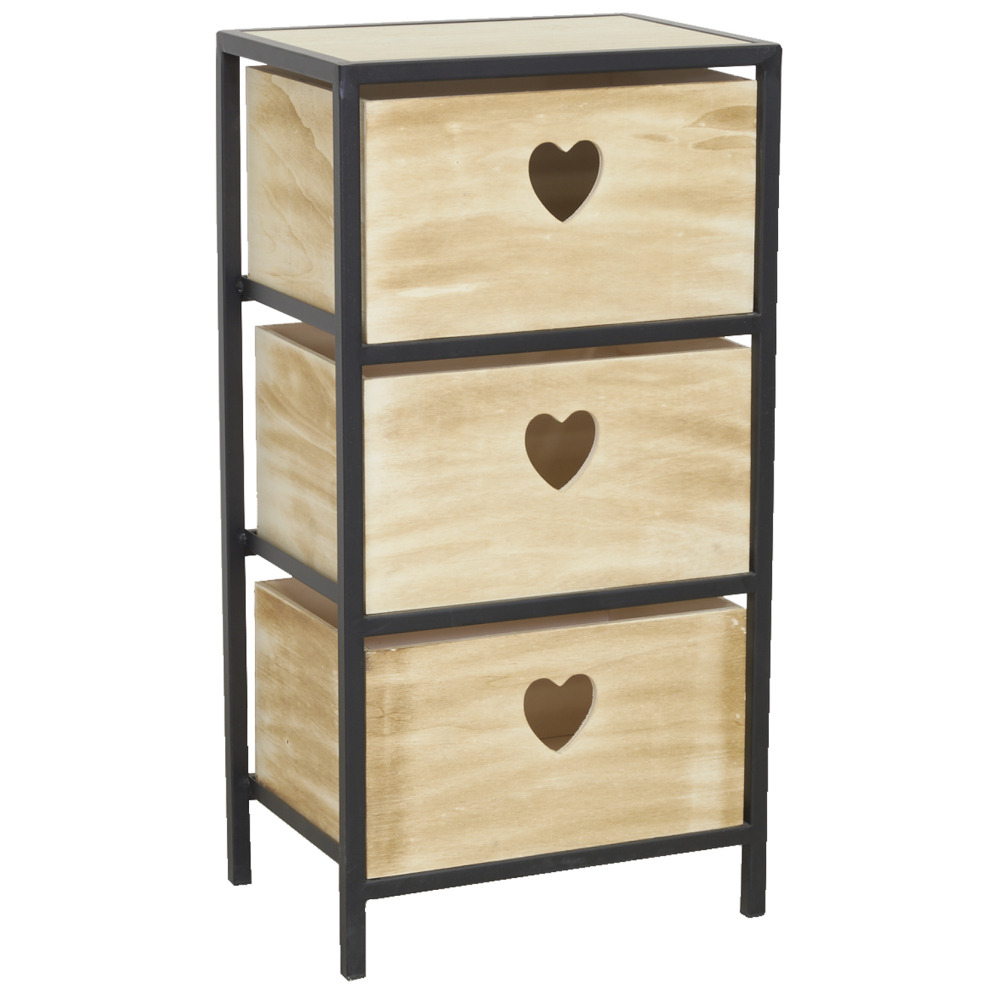 Commode 3 tiroirs en paulownia lovely 3 tiroirs