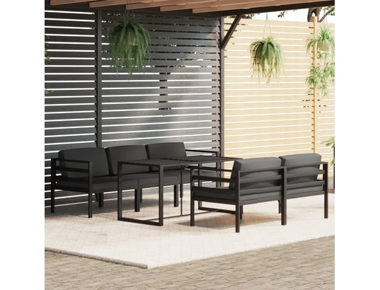 VIDAXL - Salon extérieur Salon de jardin 6 pcs avec coussins aluminium anthracite