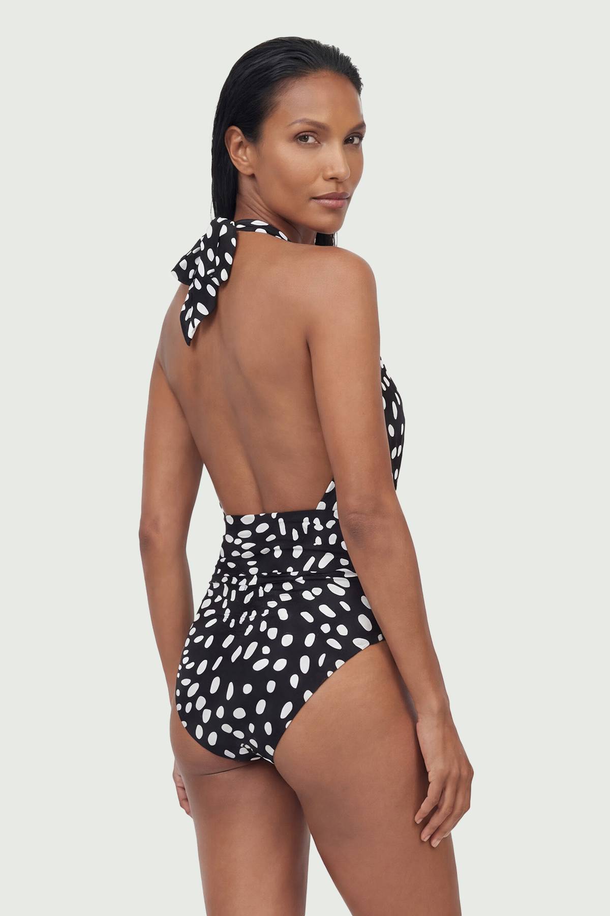 KarenMillen Maillot De Bain Décolleté À Imprimé Pois