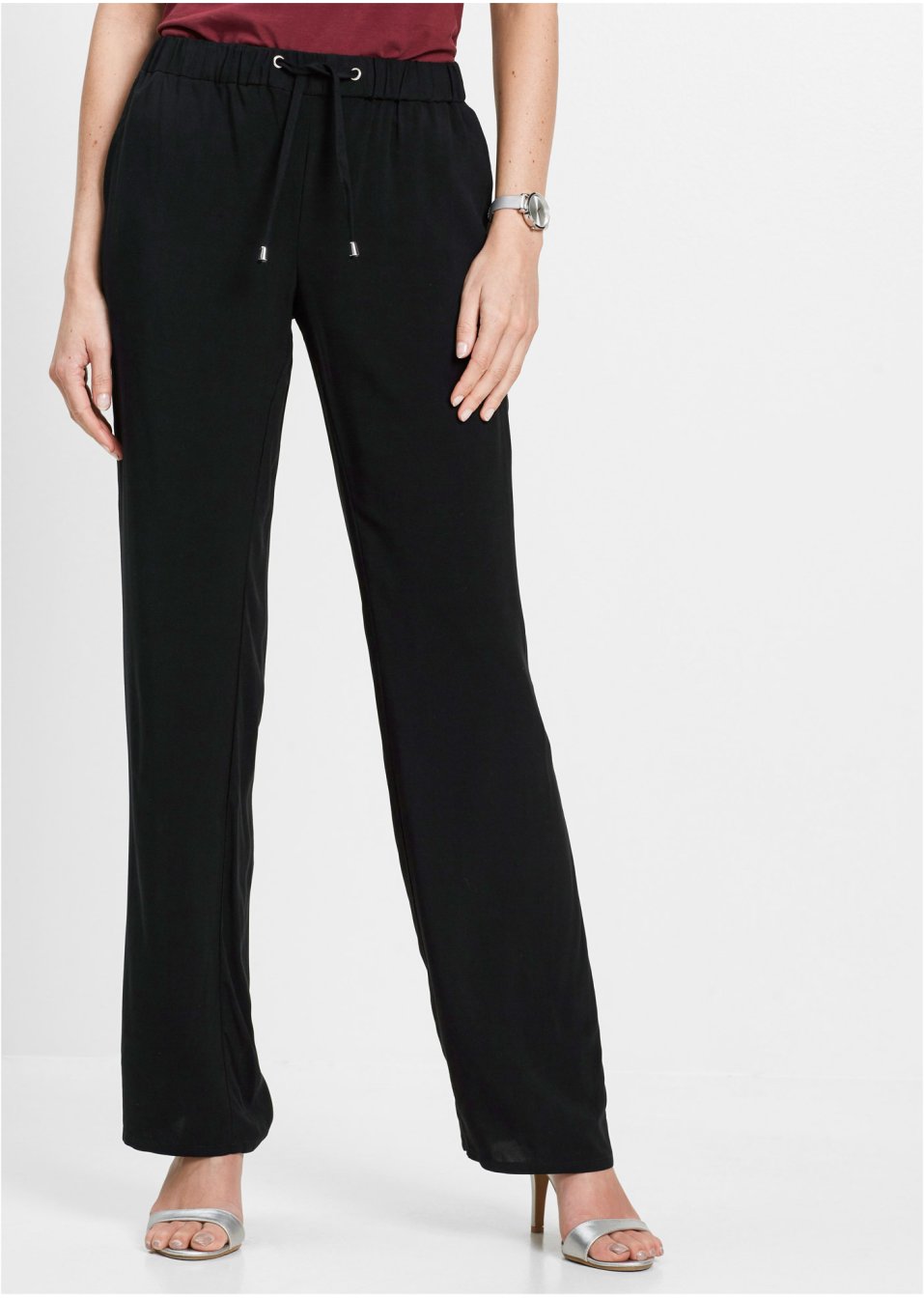 Pantalon à taille élastiquée imprimé en viscose