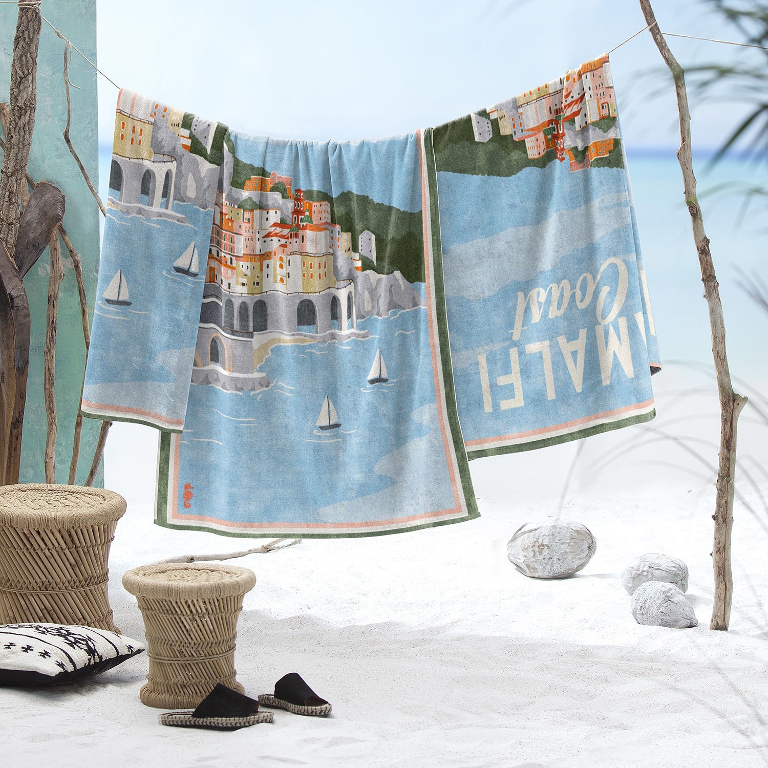 Seahorse Strandtuch »Amalfi« 90x170, für Sauna und Pool, mit Amalfi Küsten Motiv