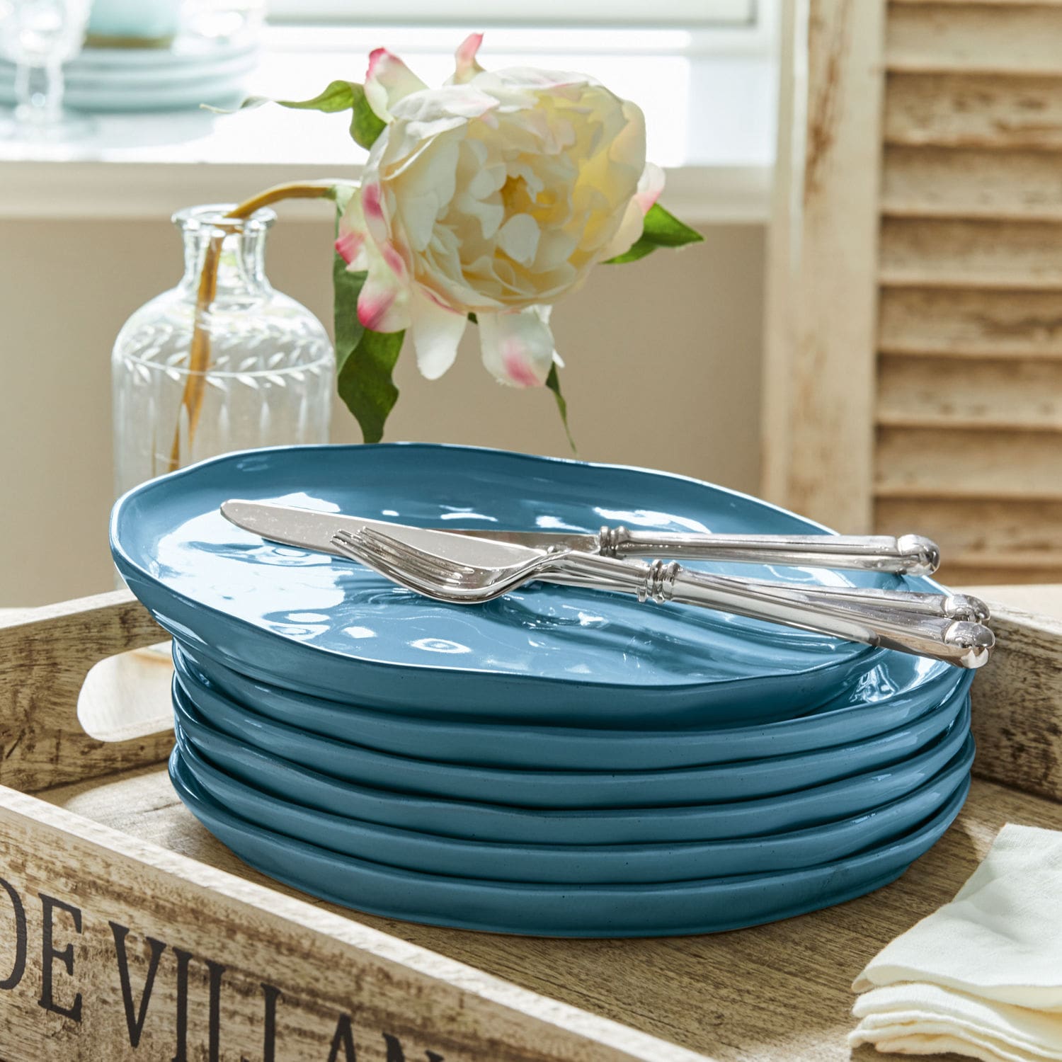 Teller 6er Set Biarré blau