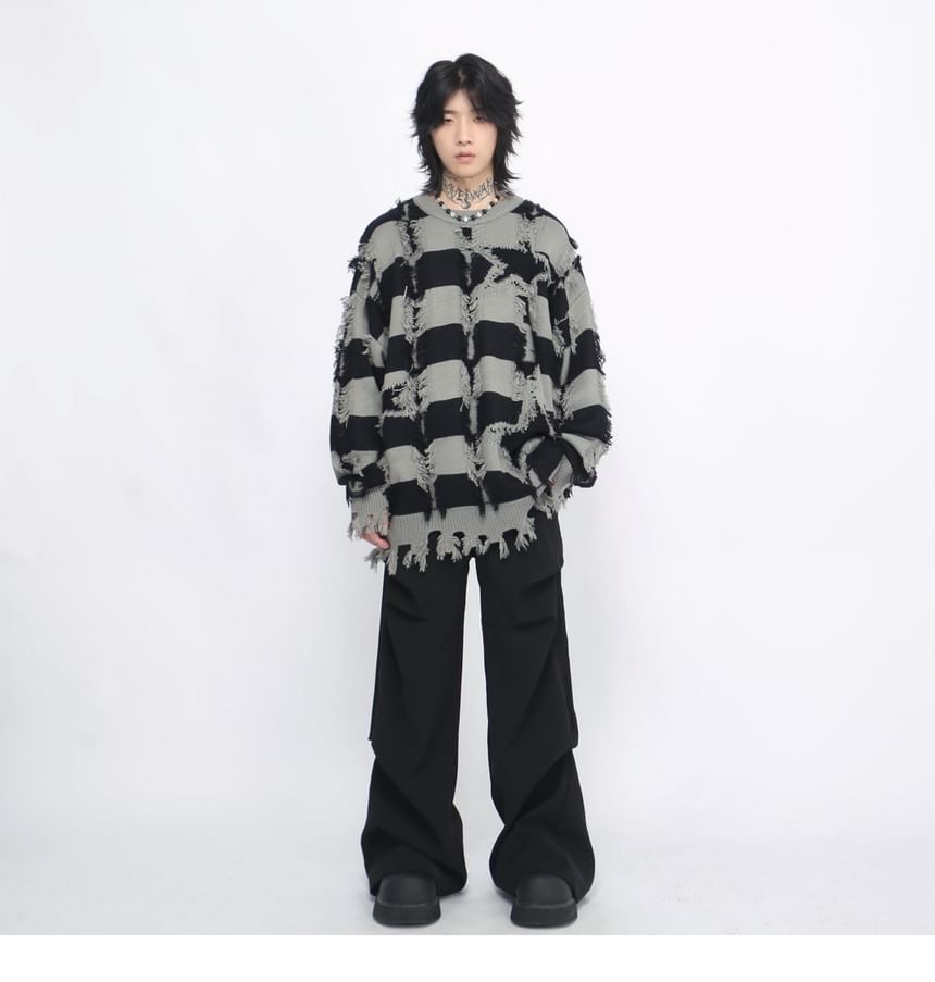Derbundy - Oversized trui met ronde hals en strepen