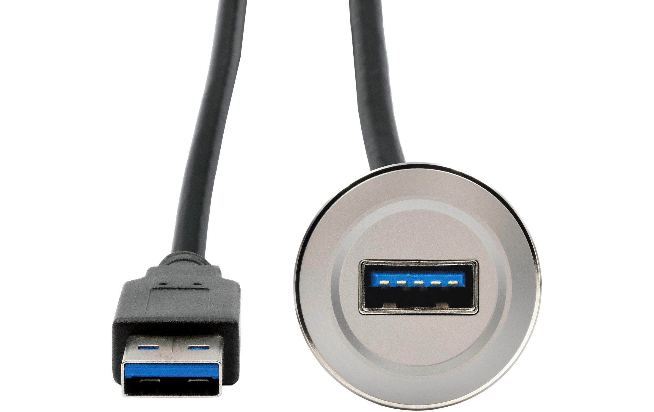 USB 3.1 Adapter Metall USB-A Stecker - USB-A BuchseEinbau-Adapter Metall USB-A Buchse zu Stecker, USB 3.2 Gen 1, 30 cm