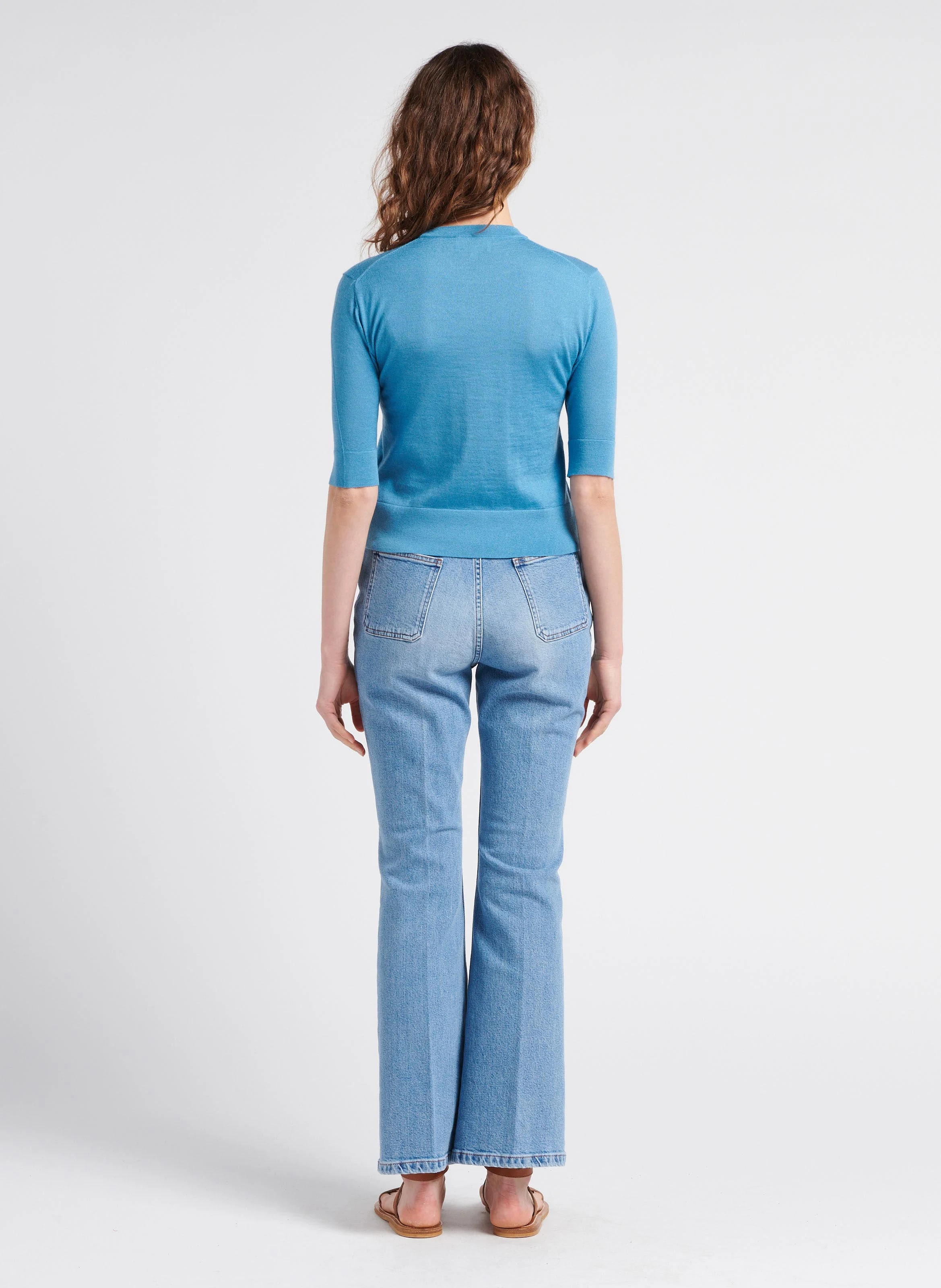ALESSIO - Pull col rond en laine et cachemire | Bleu