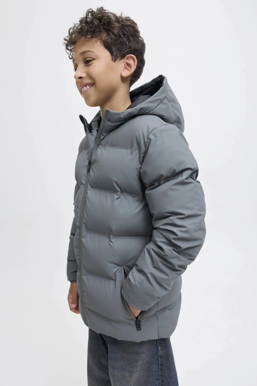 JACK & JONES JUNIOR gewatteerde jas grijs
