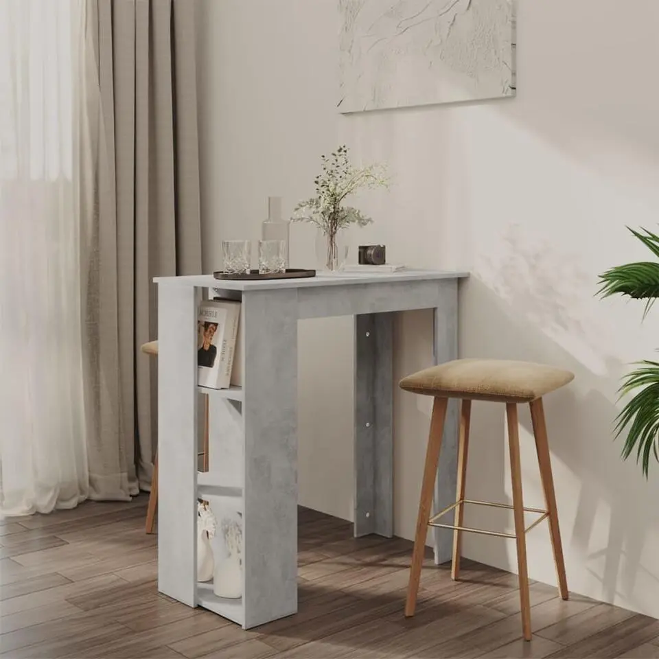 vidaXL - Bartafel met opbergruimte - Betongrijs - Bewerkt hout - 102x50 cm
