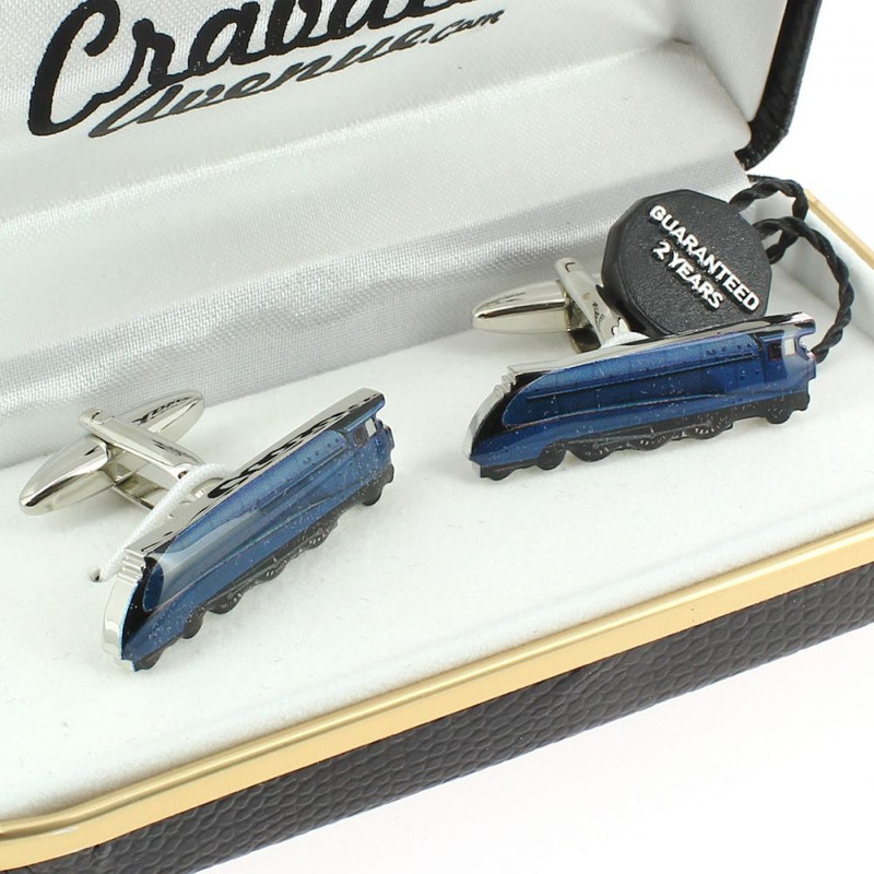 Boutons de manchette, Train Mallard steam bleu