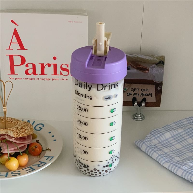 Olsin - Alarm Print Glazen Thee-infuser Drinkfles