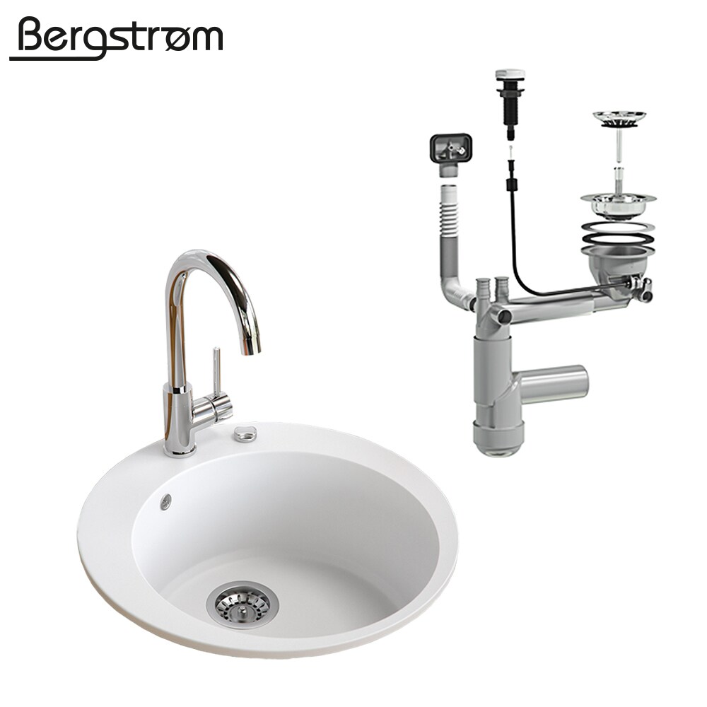 Granit Spüle Küchenspüle Einbauspüle Spülbecken+Drehexcenter+Siphon Weiß
