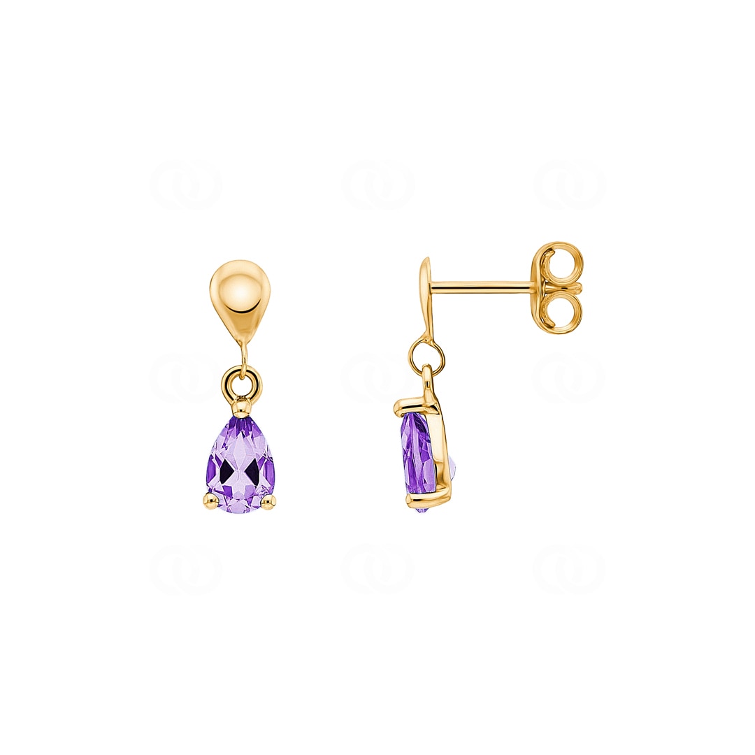 Ohrhänger 750/18 K Gelbgold mit Amethyst Tropfen