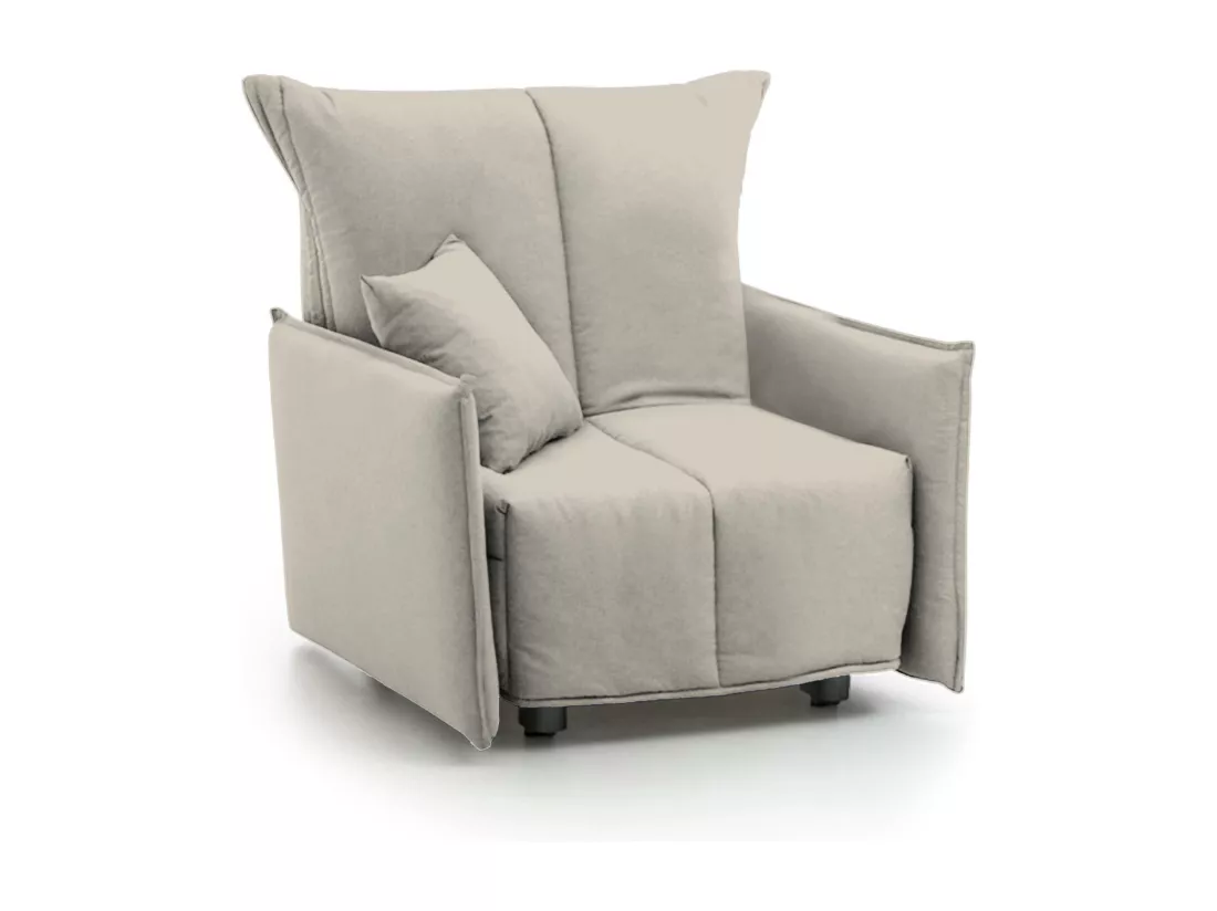 Canapé-lit Dabari, Canapé simple, 100% Made in Italy, Fauteuil de salon avec ouverture trolley, en tissu rembourré, avec accoudoirs standards, 110x90h85 cm, Beige
