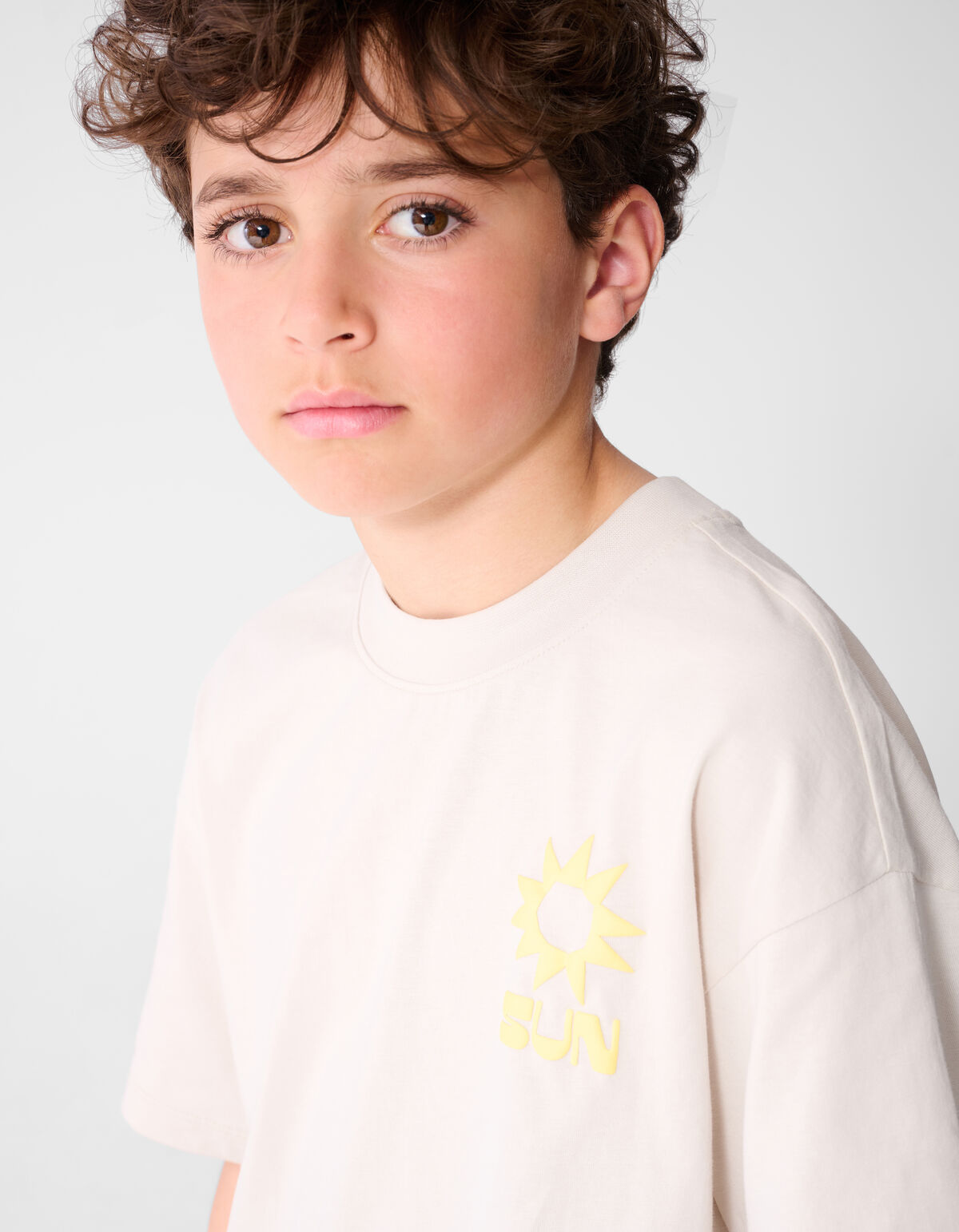 Oversized Sun Artwork T-shirt Beige